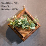 Home Decor Wooden Flower Pots With Hemp Rope - Simooe 