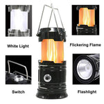 3-in-1 Camping Lantern，Portable Outdoor LED Flame Lantern Flashlight